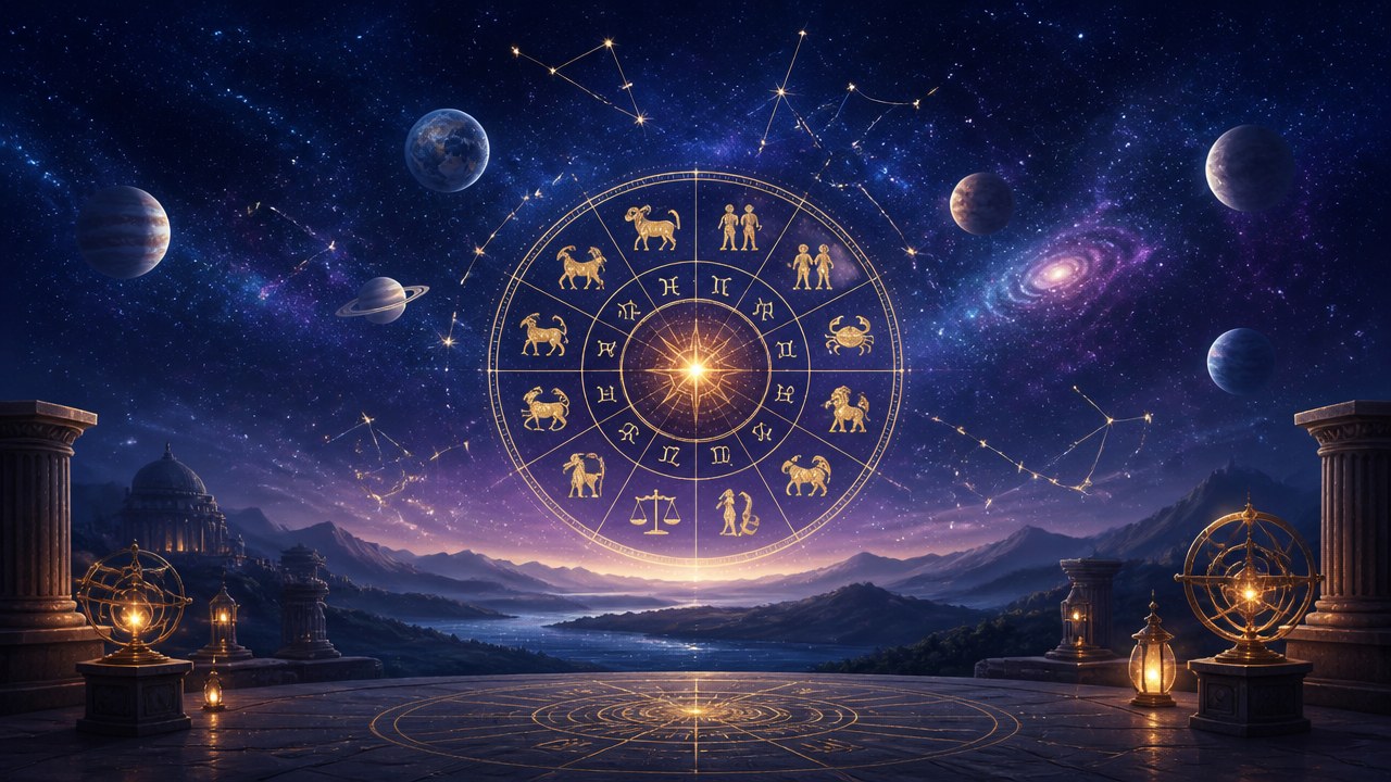Arte editorial mística sobre Horóscopo do dia de hoje (18/09/2026): previsões dos signos para Sexta-feira