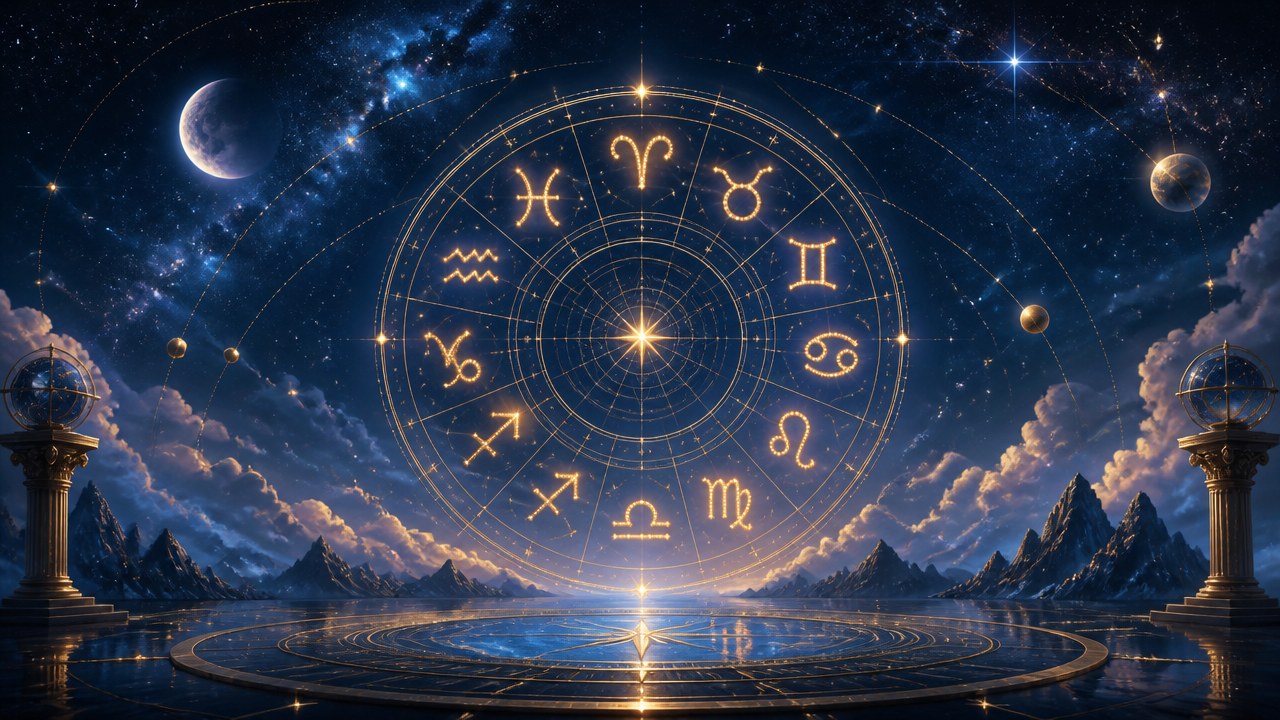 Arte editorial mística sobre Horóscopo do dia de hoje (16/10/2026): previsões dos signos para Sexta-feira