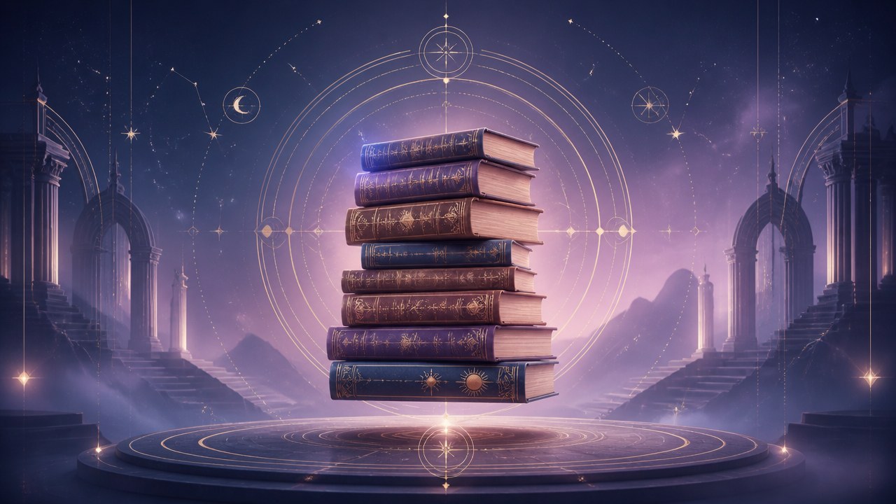 Arte editorial mística sobre 10 livros sobre autoconhecimento que você precisa conhecer