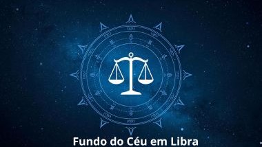 Imagem de uma mandala astrológica com o Glifo de Libra ao centro e a palavra fundo do céu em Libra