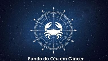 Imagem de uma mandala astrológica com o Glifo de Câncer ao centro e a palavra fundo do céu em Câncer.