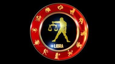 Imagem do glifo do signo de libra na cor dourada.