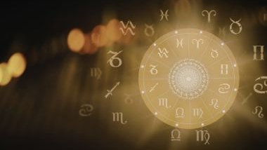 Imagem de uma mandala astrológica na cor bege e os glifos dos 12 signos.