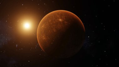 Na imagem, há o planeta Mercúrio no universo.