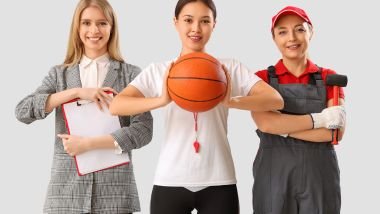 Imagem de três mulheres com profissões diferentes.