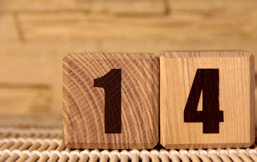 olgara / 123rf Blocos de madeira com o número 14.