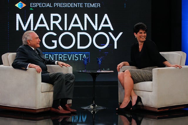 Jornalista Mariana Godoy em entrevista com Michel Temer