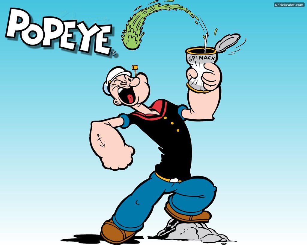 Popeye comendo espinafre