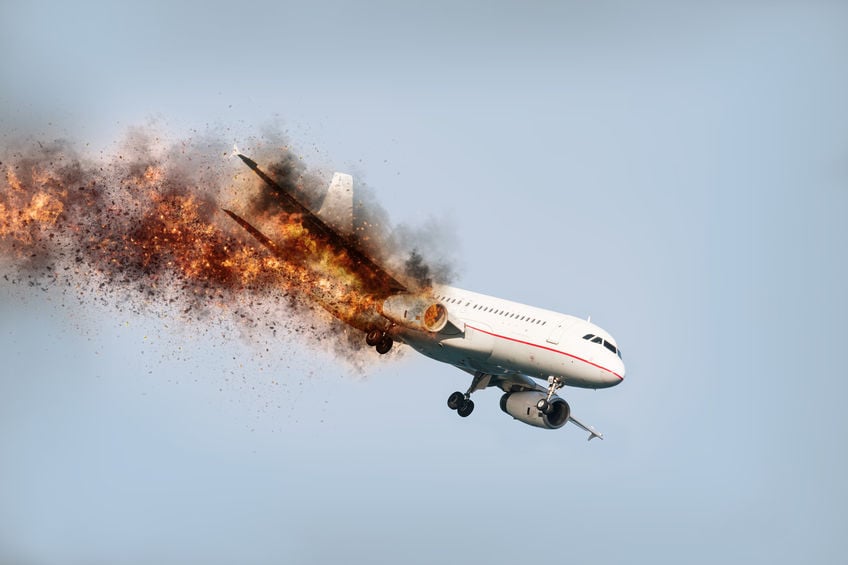 Avião em chamas