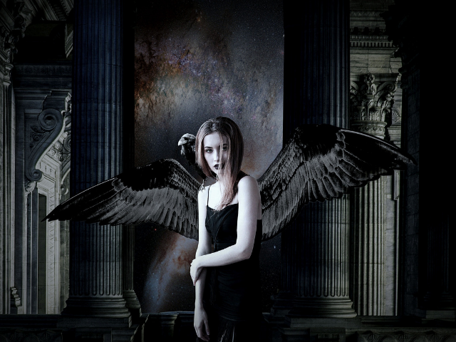 Anjo de asas pretas