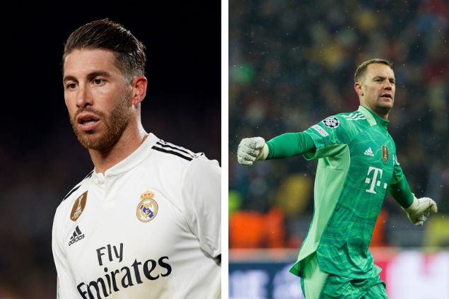 Stanislav Vedmid / Shutterstock.com / Jose Breton- Pics Action Imagem em gride do jogador Sergio Ramos e do goleiro Manuel Neuer