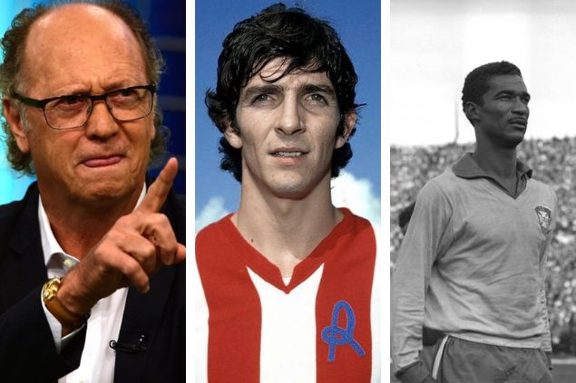 Djalma Vassão / Gazeta Press / Wikimedia Commons / Public Domain / Acervo O Globo Imagem dos 3 craques das copas do mundo de futebol do signo de libra: Falcão, Paolo Rossi e Didi