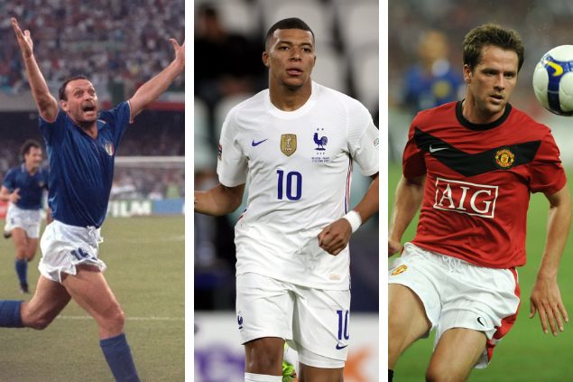 AFP - Getty Images - The Sun / ph.FAB - Shutterstock.com / Jaggat Rashidi - Shutterstock.com Imagem em gride de Salvatore Schillaci, Kylian Mbappé e Michael Owen