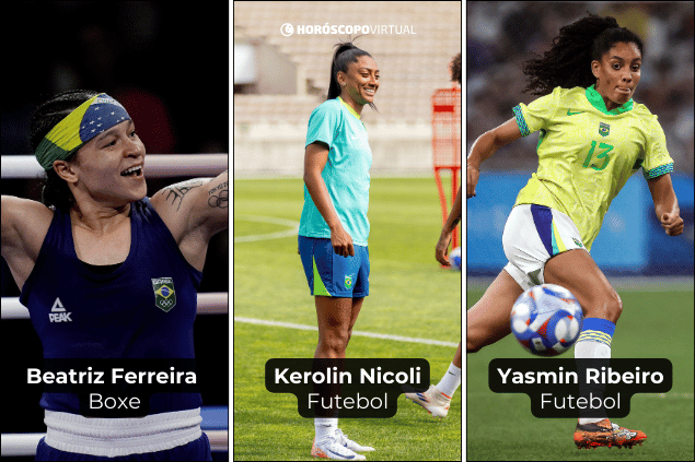 Montagem com as atletas olímpicas: Beatriz Ferreira, Kerolin Nicoli e Yasmin Ribeiro.