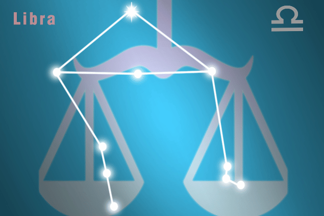No foco da imagem, há o símbolo do signo de Libra.