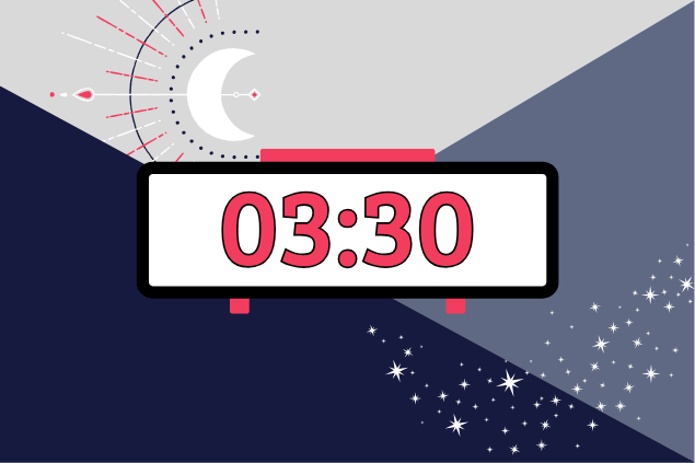 Imagem de um relógio marcando o horário das 03:30.