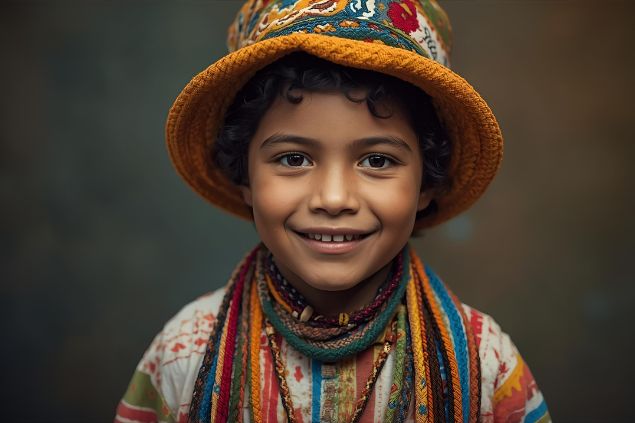 Canva/horoscopovIrtuAl Imagem do Erê Pedrinho (entidade criança da umbanda), que usa roupas coloridas, leves ou em tons claros, simbolizando pureza, inocência e alegria. Frequentemente usa chapéu ou boné infantil, além de guias ou cordões de proteção.