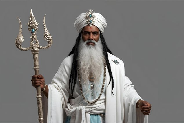 Canva/horoscopovIrtuAl Imagem de Obatalá que é tradicionalmente representado com roupas brancas e, em algumas manifestações, detalhes em azul claro ou prata, transmitindo pureza, fé e proteção espiritual. Seu visual é simples, elegante e sereno, refletindo sua natureza pacífica e elevada.