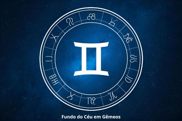Canva/horoscopovIrtuAl Imagem de uma mandala astrológica com o Glifo de Gêmeos ao centro e a palavra fundo do céu em Gêmeos