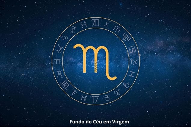 Canva/horoscopovIrtuAl Imagem de uma mandala astrológica com o Glifo de Virgem ao centro e a palavra fundo do céu em Virgem.