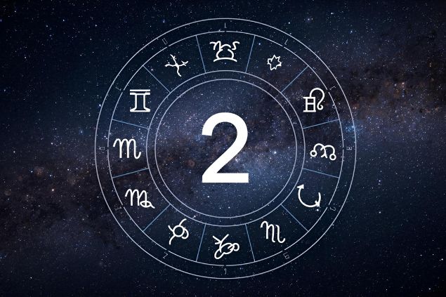 Imagem de uma mandala astrológica com os glifos dos 12 signos dentro da casa astrológica 2.