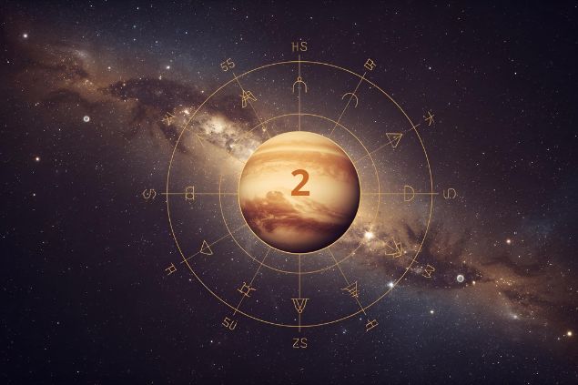 Canva/horoscopovIrtuAl Imagem do Planeta Plutão no centro de uma mandala astrológica dentro da casa 2.