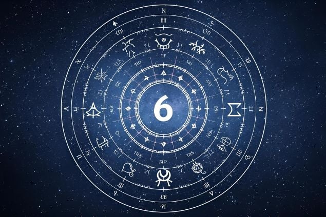 Canva/horoscopovIrtuAl Imagem de uma mandala astrológica com os glifos dos 12 signos e no centro dela o número 6