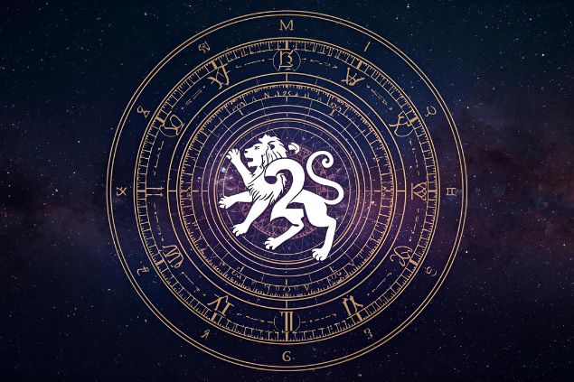 Canva/horoscopovIrtuAl Imagem do glifo de leão com o número 2 no centro de uma mandala astrológica com fundo do universo.