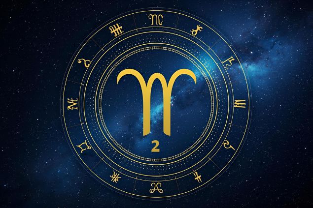 Canva/horoscopovIrtuAl imagem do glifo de virgem com o número 2 no centro de uma mandala astrológica com fundo do universo.