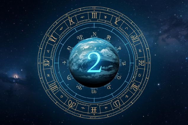 Canva/horoscopovIrtuAl Imagem de Netuno dentro de uma mandala astrológica com o número 2 no centro da mandala. O fundo da imagem deve ter o universo.