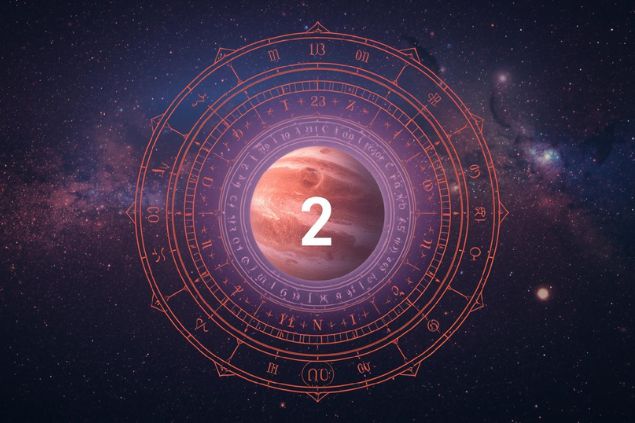 Canva/horoscopovIrtuAl Imagem de Vênus dentro de uma mandala astrológica com o número 2 no centro da mandala. O fundo da imagem deve ter o universo.