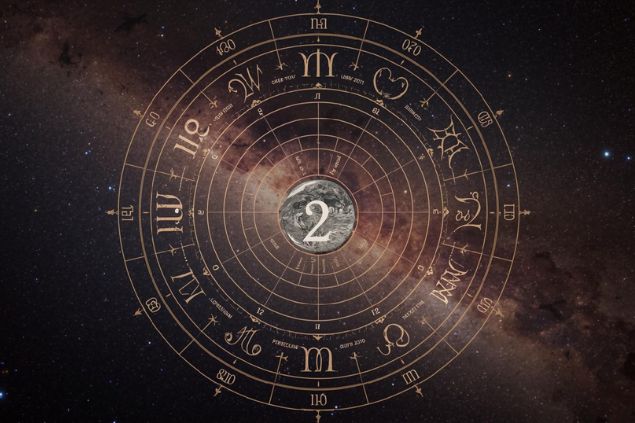 Canva/horoscopovIrtuAl Imagem do planeta Mercúrio dentro de uma mandala astrológica com o número 2 no centro da mandala. O fundo da imagem deve ter o universo.