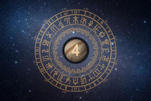 Canva/horoscopovIrtuAl Imagem de Netuno dentro de uma mandala astrológica com o número 4 no centro.