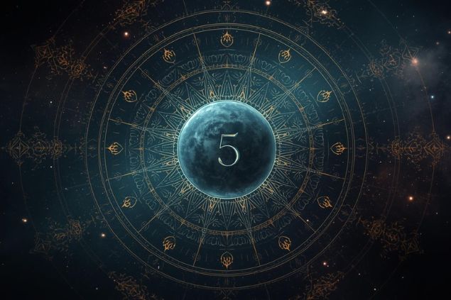 Canva/horoscopovIrtuAl Imagem de Lilith dentro de uma mandala astrológica com o número 5 no centro.