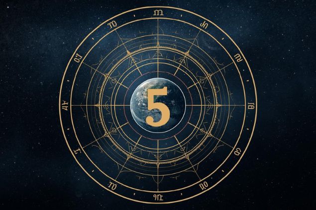 Canva/horoscopovIrtuAl Imagem de Urano dentro de uma mandala astrológica com o número 5 no centro.