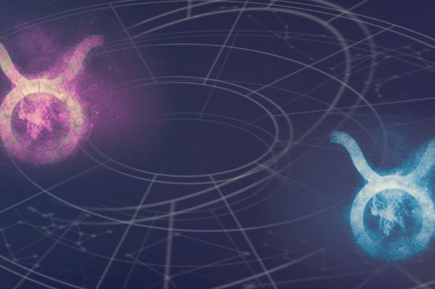 Allexxandar / Getty Images / Canva Imagem de dois elementos do signo de touro nas cores rosa e azul.