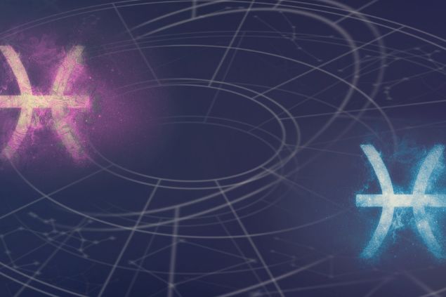 Allexxandar / Getty Images / Canva Imagem de dois elementos do signo de peixes nas cores rosa e azul.