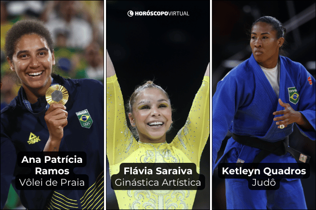 Montagem com as atletas olímpicas: Ana Patrícia Ramos, Flávia Saraiva e Ketleyn Quadros.
