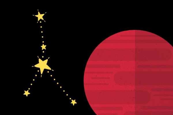 Canva | Horóscopo Virtual Ilustração da constelação de câncer com o planeta marte