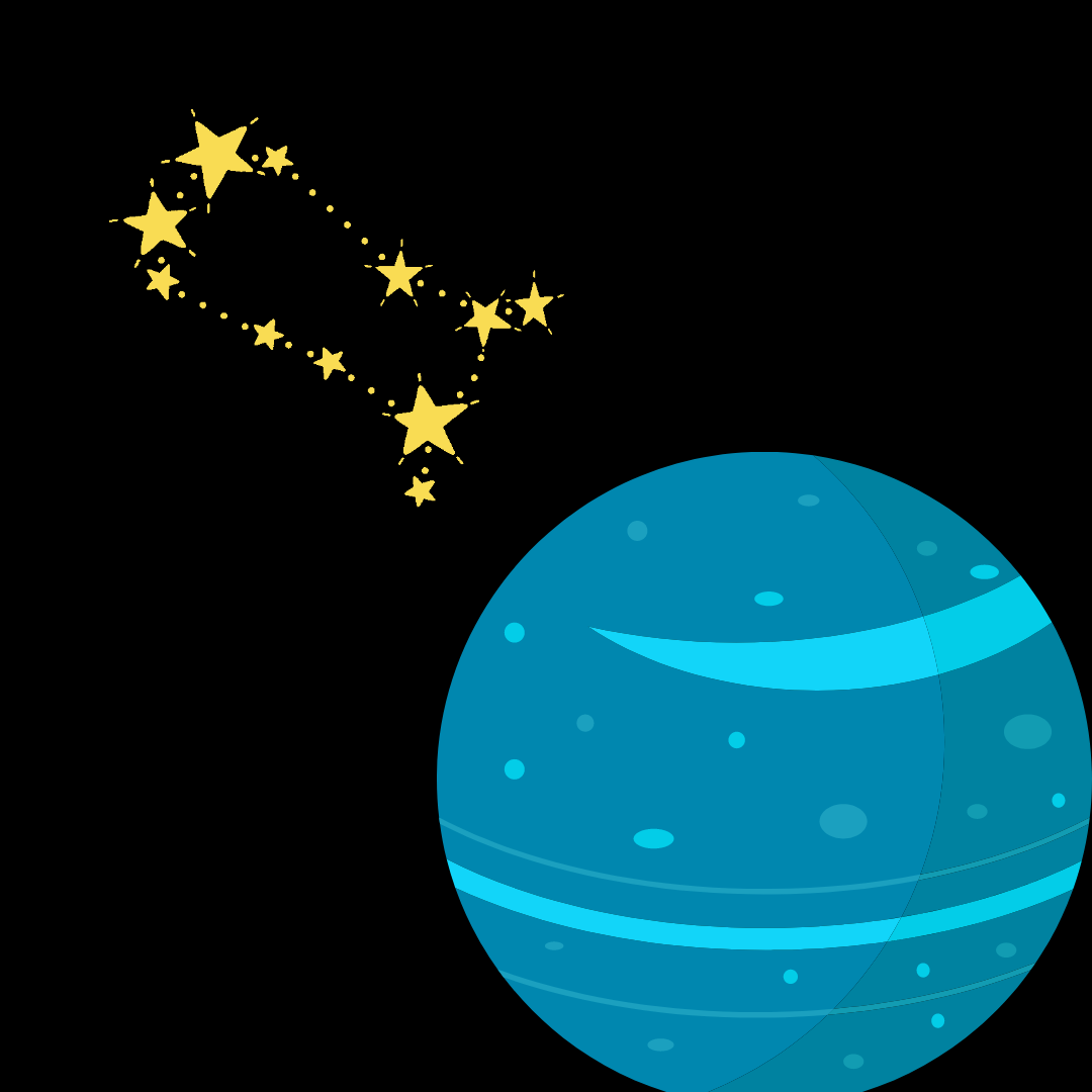 Constelação de Gêmeos e o planeta Netuno