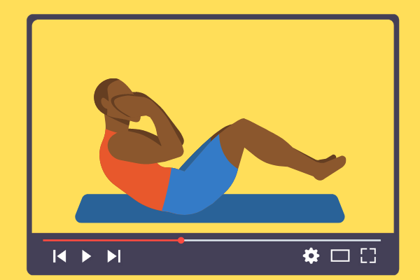 Ilustração de homem malhando com borda do youtube