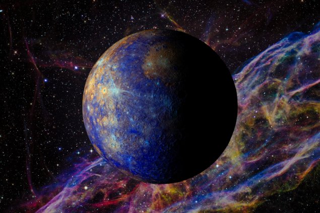 Mercúrio com o universo atrás