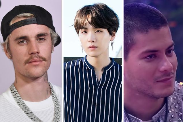 Grid: Justin Bieber, Suga e Arthur Aguiar.