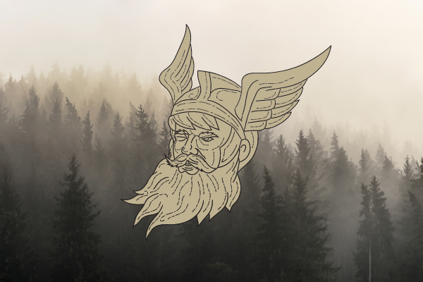 Ilustração de Odin em uma floresta