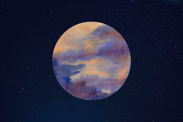Ilustração do planeta Vênus visto do espaço