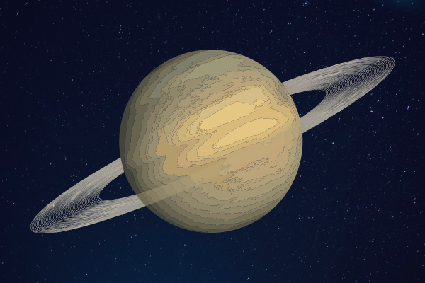 Ilustração do planeta Saturno visto do espaço