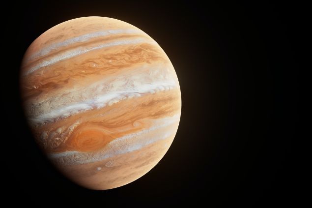 Planeta Júpiter visto por telescópio.