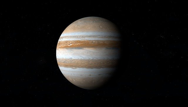 Imagem do planeta Júpiter visto do espaço.
