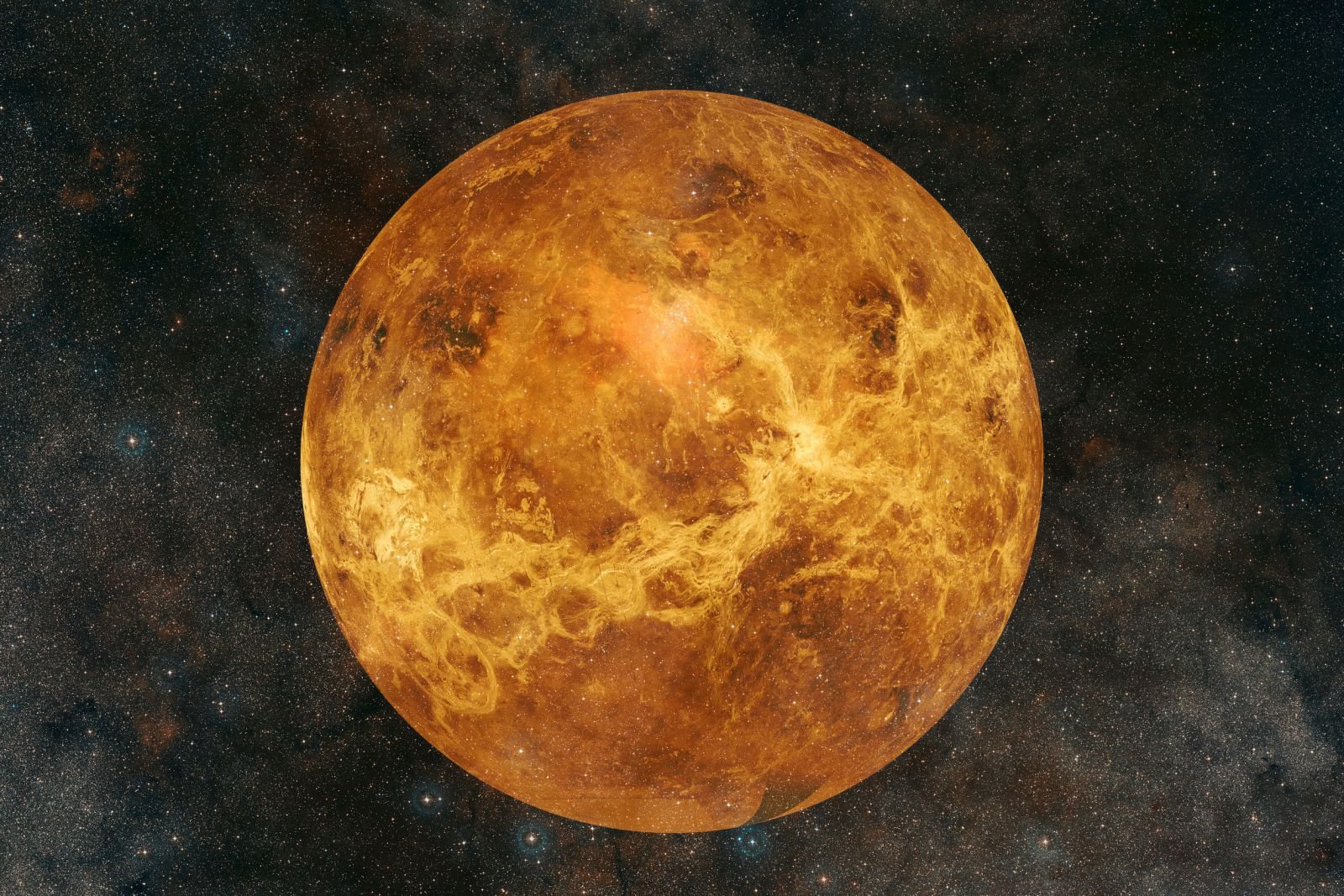 Imagem do planeta Vênus visto de perto.