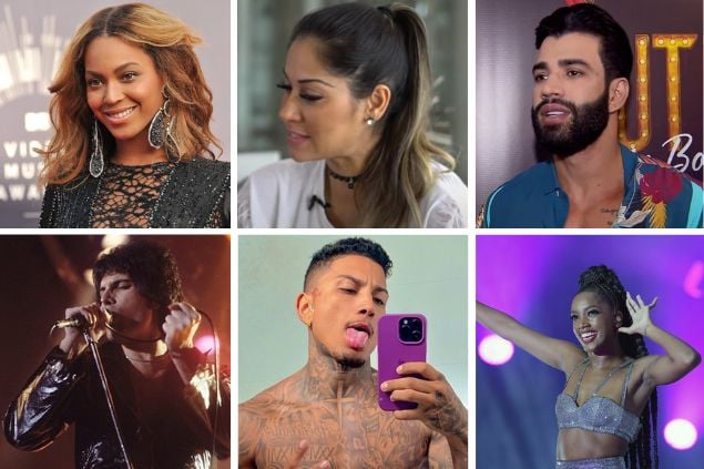Grid: Beyoncé, Mayra Cardi, Gusttavo Lima, Freddie Mercury, Dynho Alves, Iza.